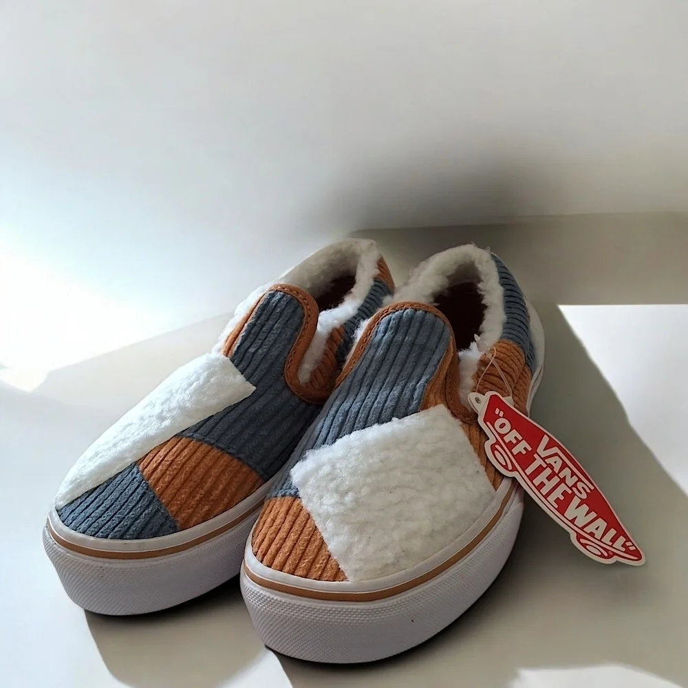 Vans Kids Patchwork Sherpa Slip-On Shoes Size Kids 2.5